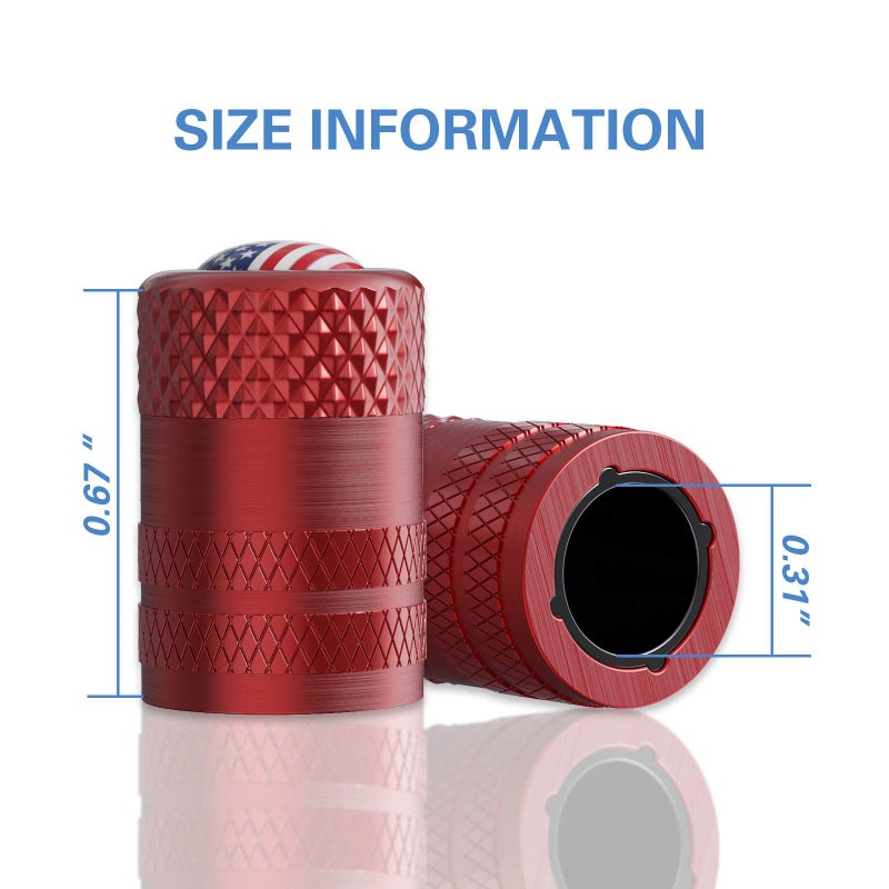 CKAuto American Flag Valve Stem Caps, Aluminum USA Tire Valve Caps, Universal Dust Proof Stem Covers for Cars, Trucks, Bikes, Motorcycles, Bicycles, Corrosion Resistant, 4 Pack(Red) - Image 4